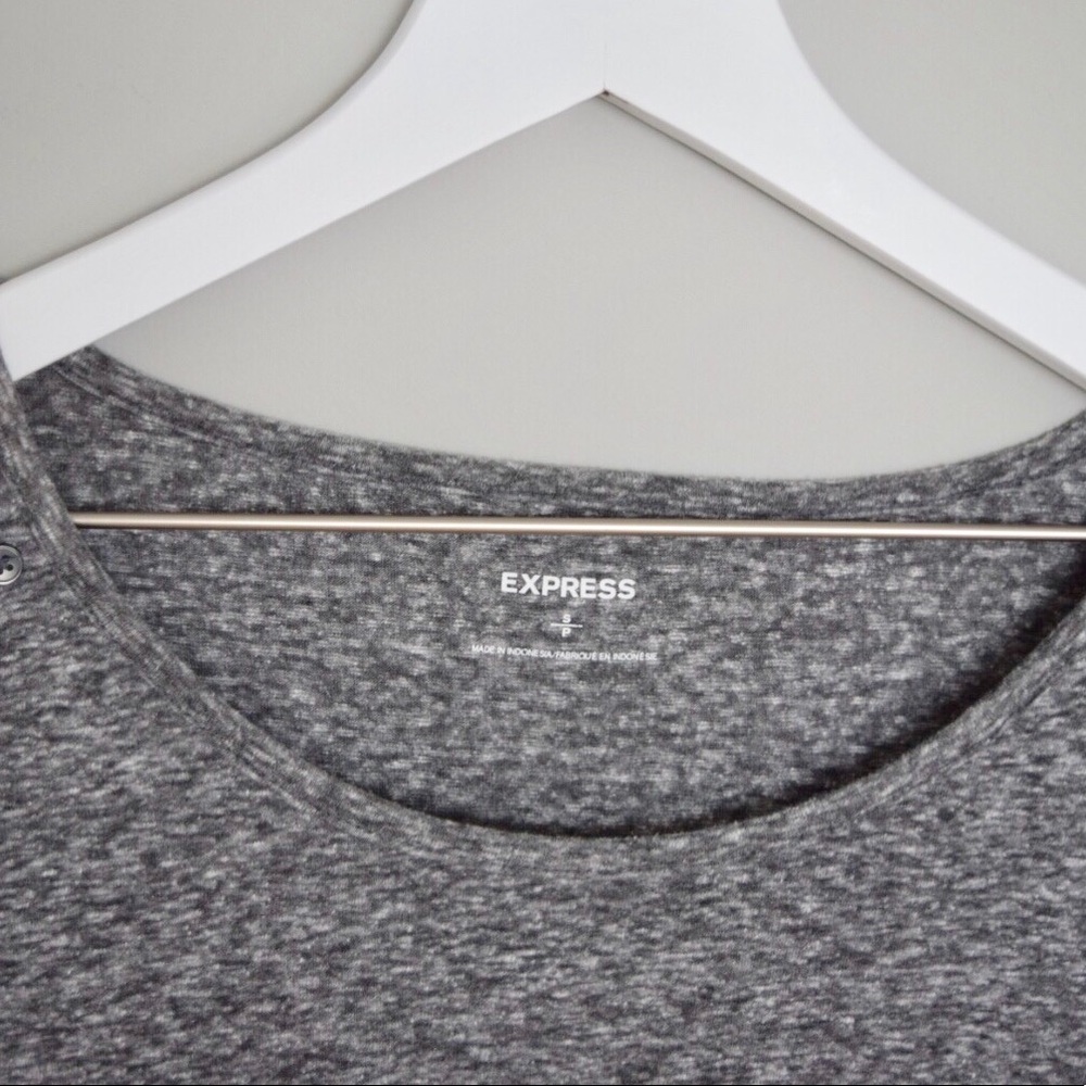 Express 3/4 Sleeve Dark Gray Space Dye Top - Picture 3 of 8